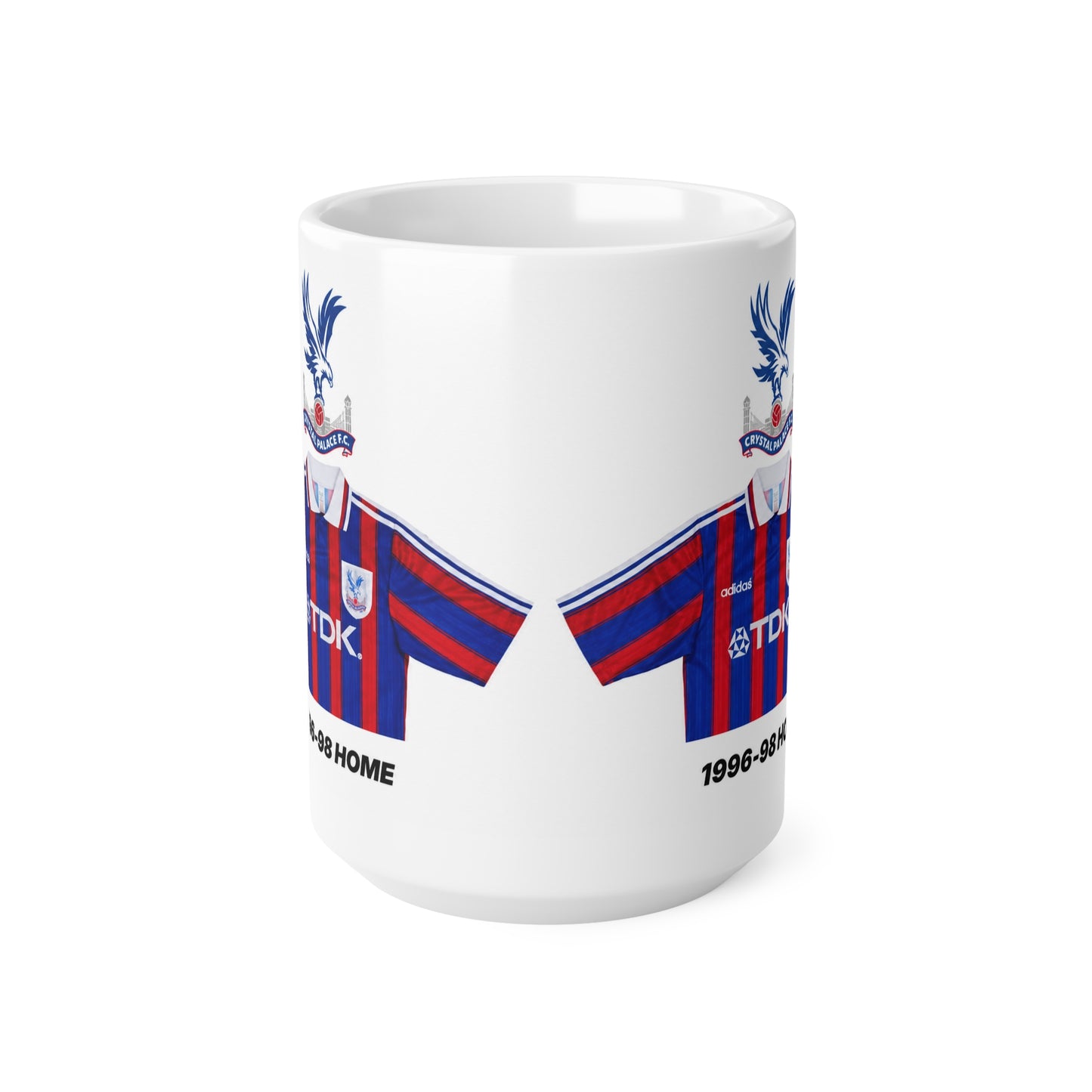 Crystal Palace Retro Football Shirt Mug — 1996-98 Home Jersey Ceramic Coffee Cup (11oz/15oz)