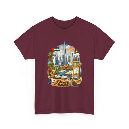 Dubai Skyline Beach Vacation T-Shirt – Retro Travel Collage Tee