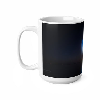 Night Rocket Launch Photo, Atmospheric Space Glow Ceramic Mug — (11oz & 15oz)