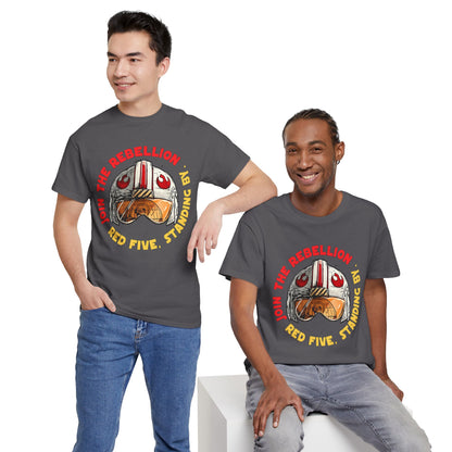 Rebel Pilot T-Shirt — "Join the Rebellion, Red Five" Vintage Helmet Design