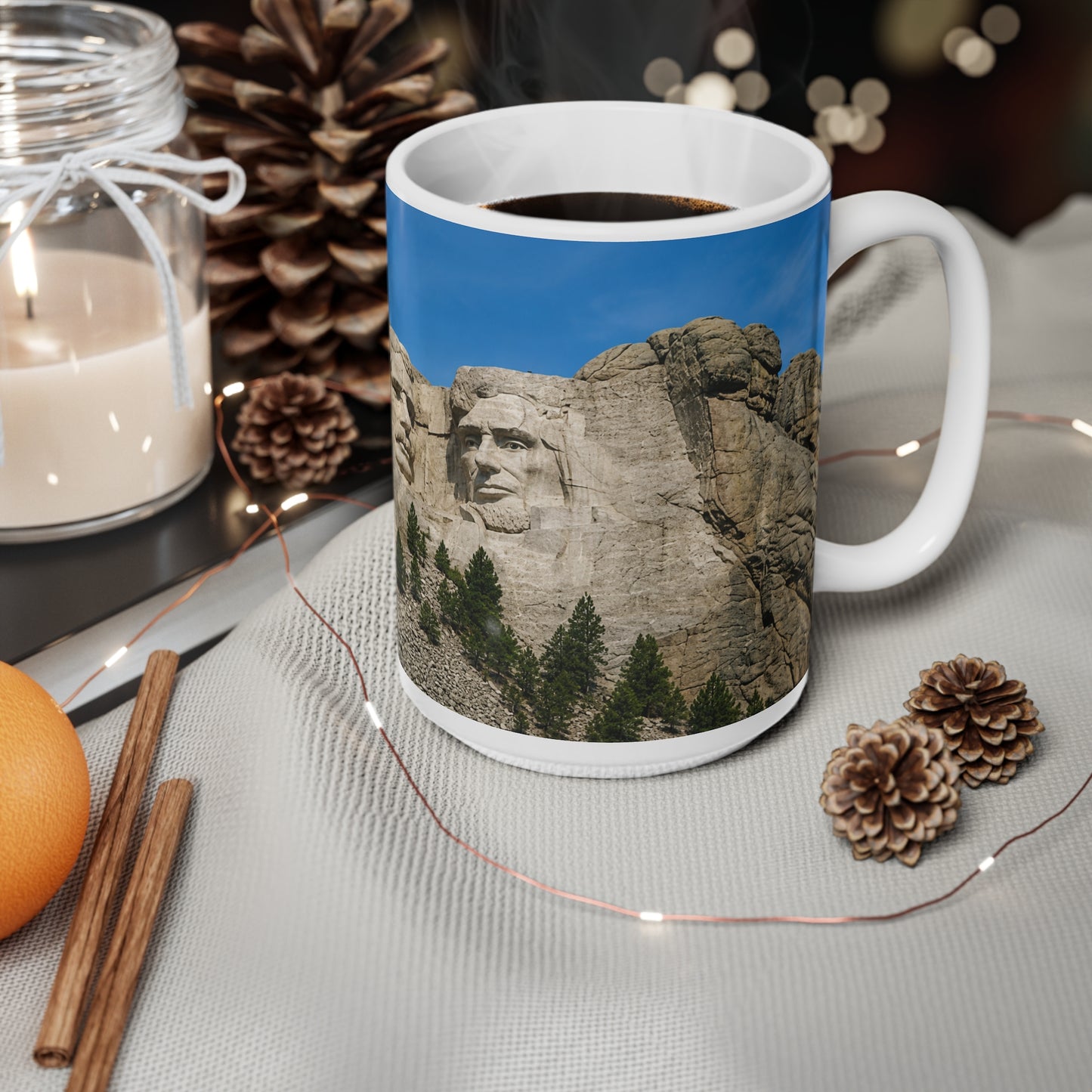 Mount Rushmore Photo Mug — Scenic Presidential Landmark Ceramic Coffee Cup (11oz, 15oz)