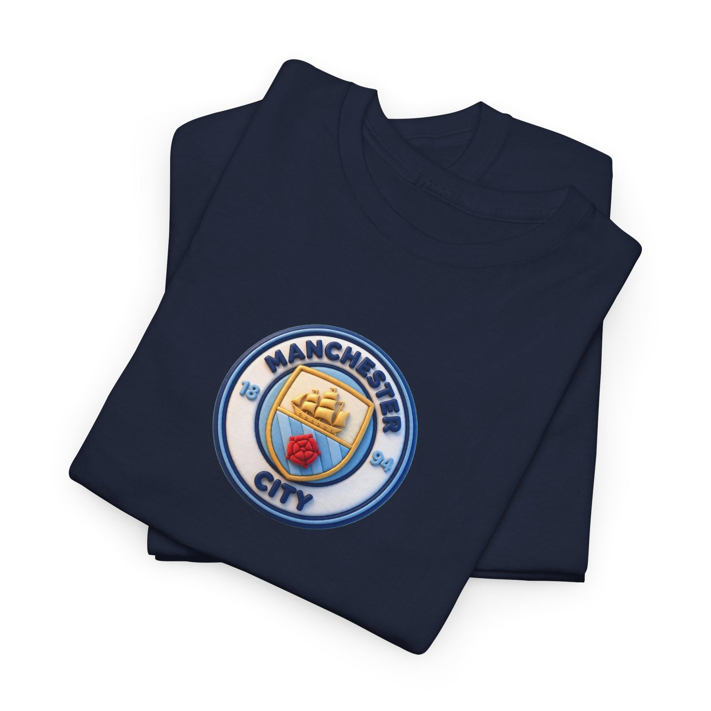 Manchester City Crest Unofficial 3D T-Shirt — Minimal Soccer Logo Tee