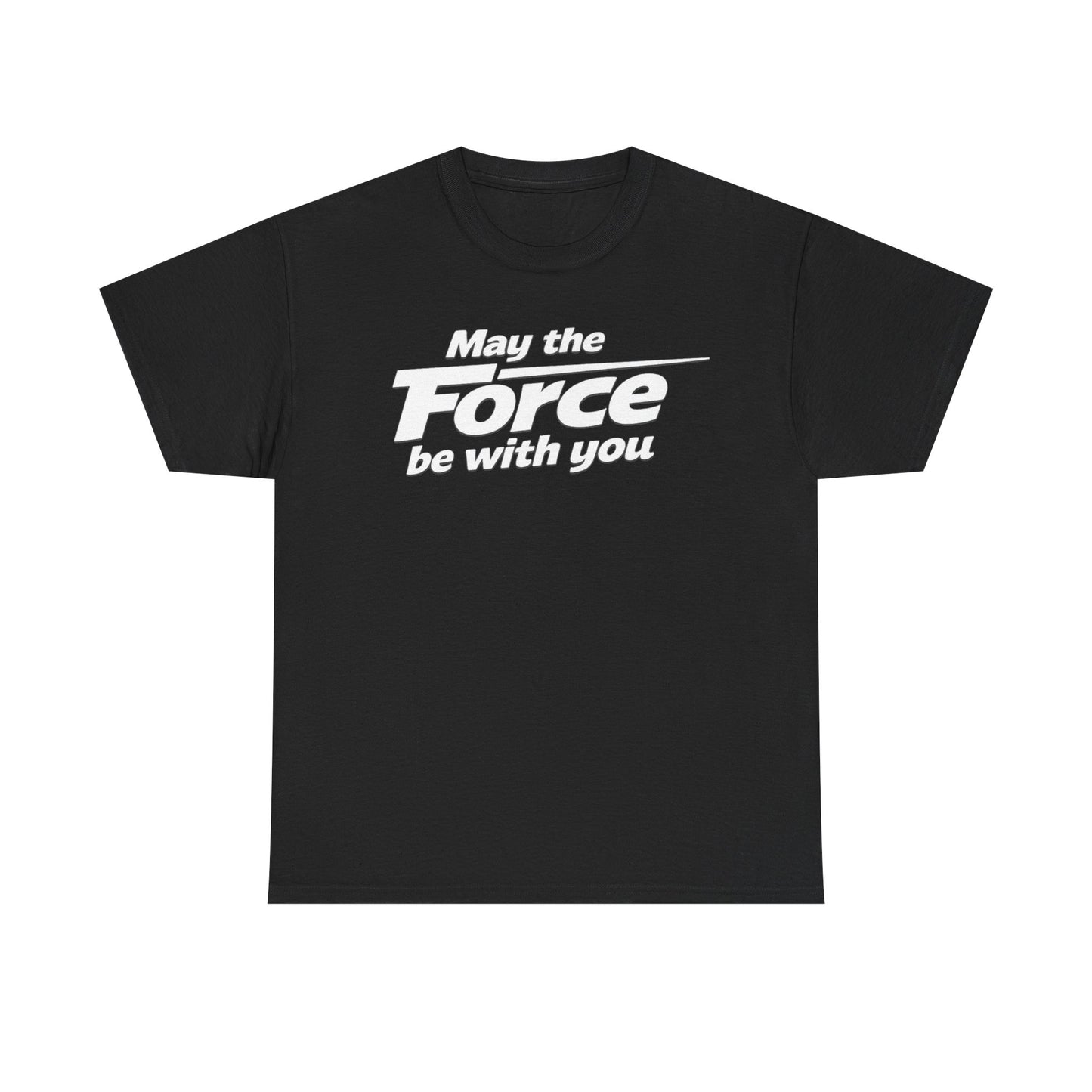 "May the Force Be With You" Retro Embossed Graphic T‑Shirt —
