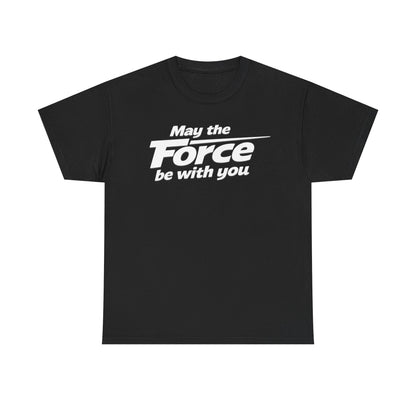 "May the Force Be With You" Retro Embossed Graphic T‑Shirt —
