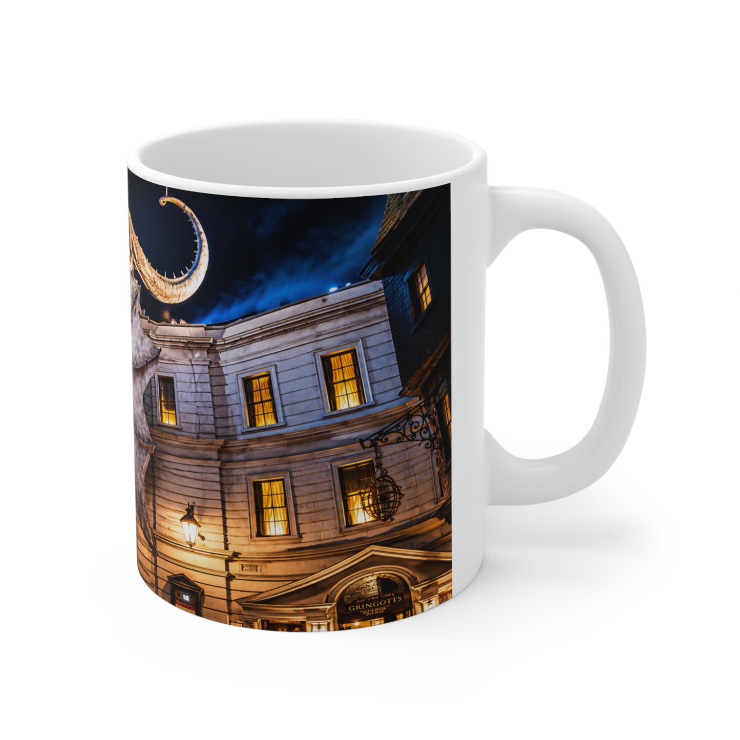 Fantasy Harry Potter Dragon Ceramic Mug — Night Cityscape 11oz & 15oz