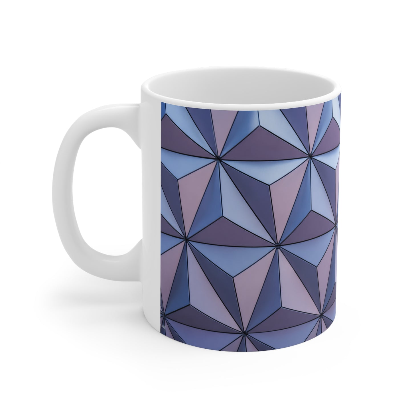Epcot Geometric Prism Ceramic Mug — Purple Blue Patterned Coffee Cup (11oz & 15oz)
