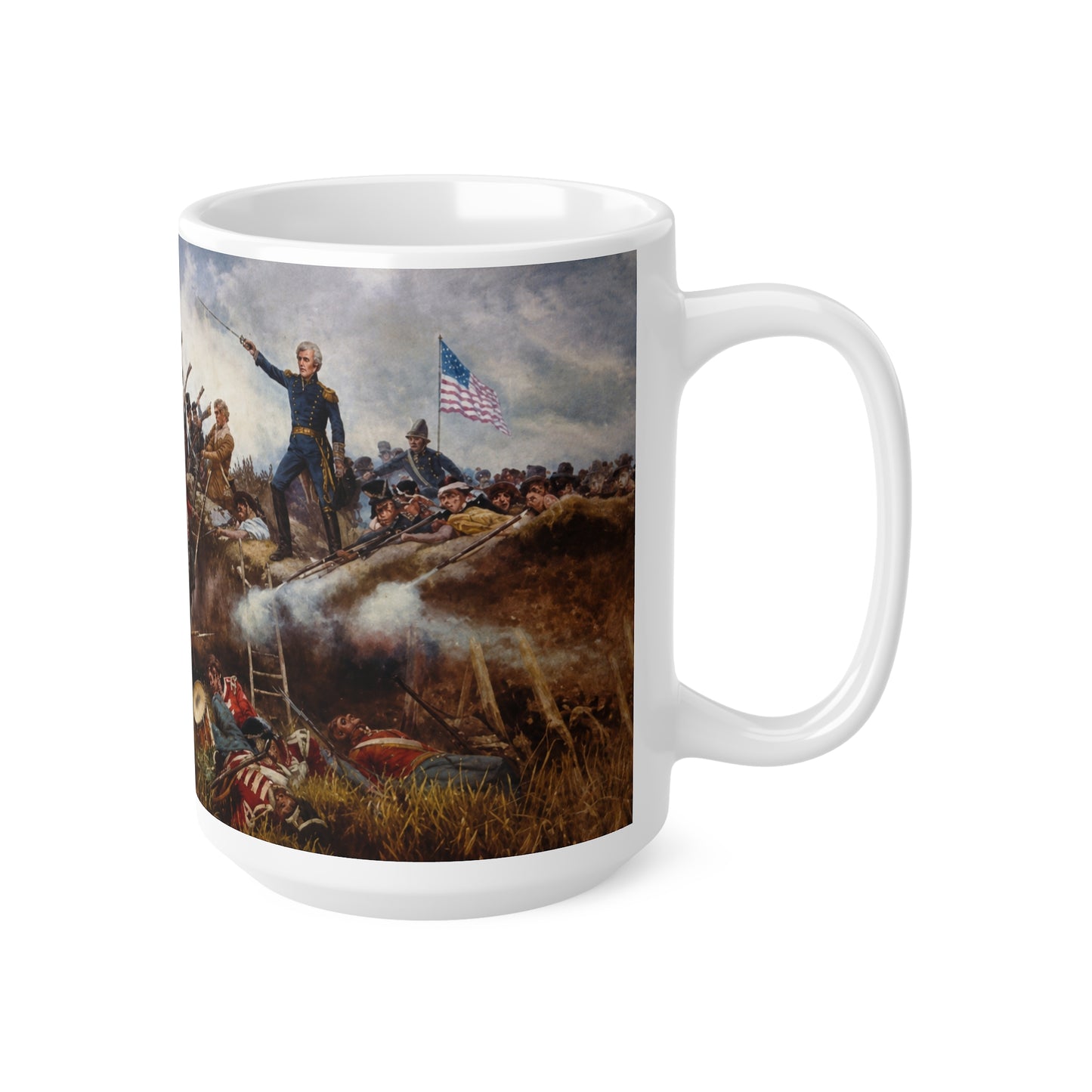 Historical Battle Scene Coffee Mug — Revolutionary War Canvas Wrap (11oz & 15oz)