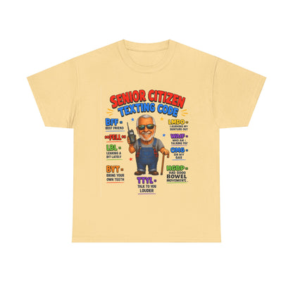 Senior Citizen Texting Code T-Shirt — Funny Grandpa Grandma Retirement Gift