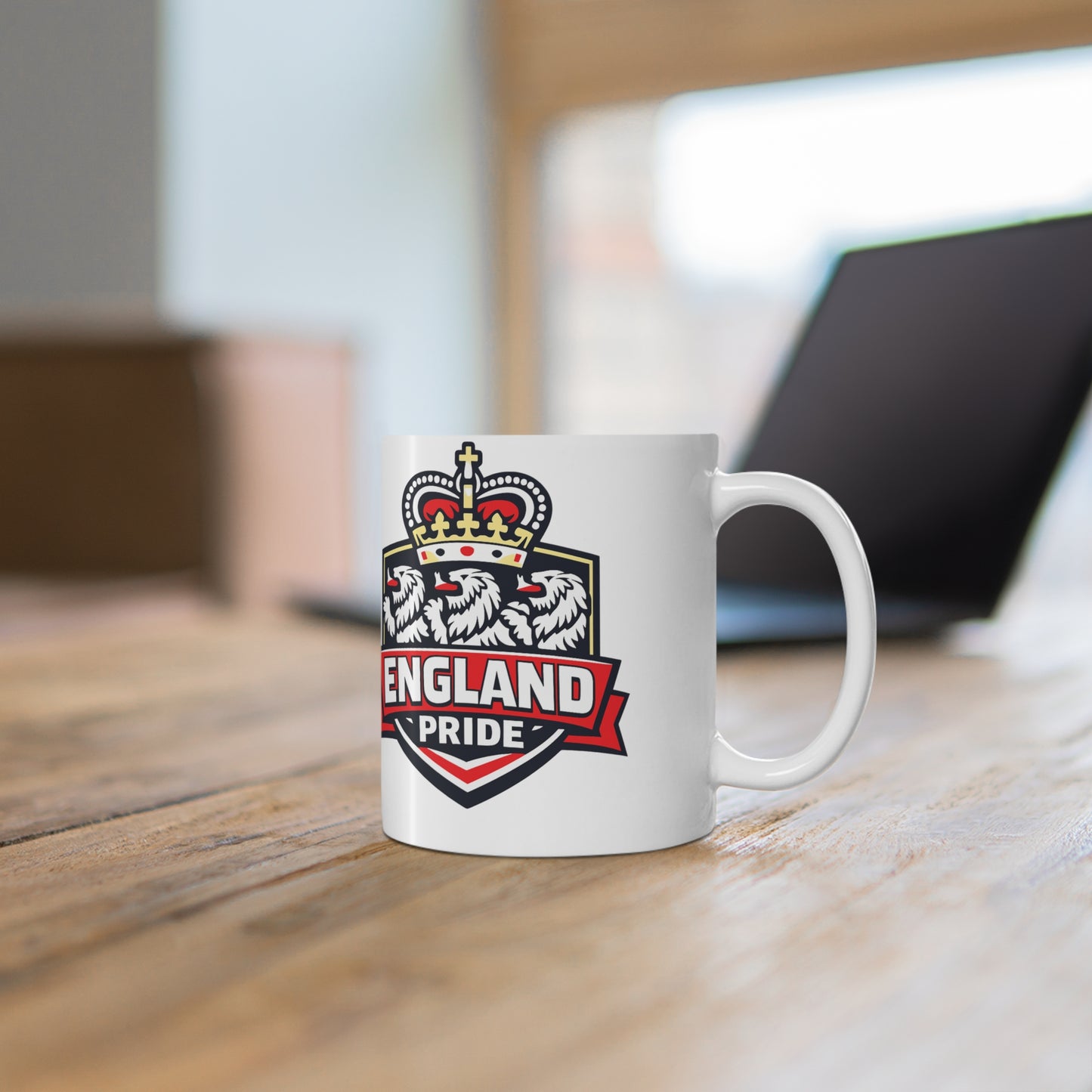 England Pride Ceramic Mug — Crowned Lion 11oz & 15oz Coffee Cup