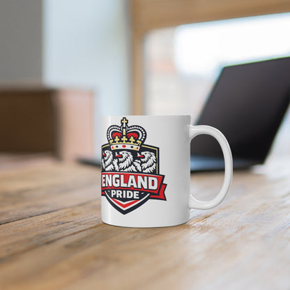 England Pride Ceramic Mug — Crowned Lion 11oz & 15oz Coffee Cup