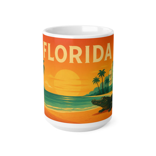 Florida Vintage Beach Mug — Retro Sunset Orange Grove Coffee Cup (11oz & 15oz)