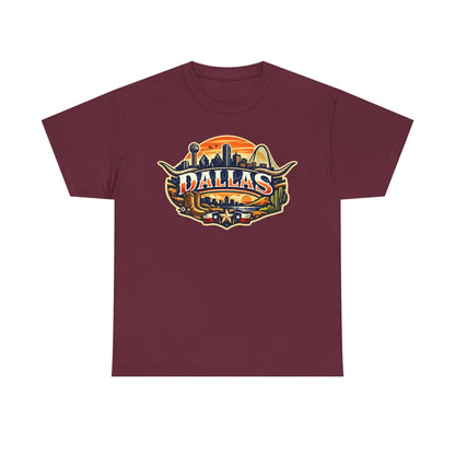 Dallas Skyline Retro Tee — Vintage Cityscape T‑Shirt with 'Dallas' Graphic