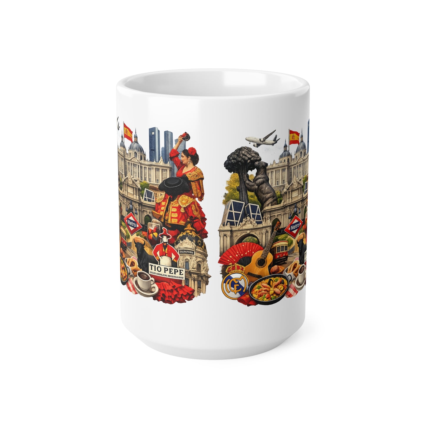 Spain Souvenir Mug — Spanish Landmarks & Cuisine Ceramic Coffee Cup (11oz/15oz)