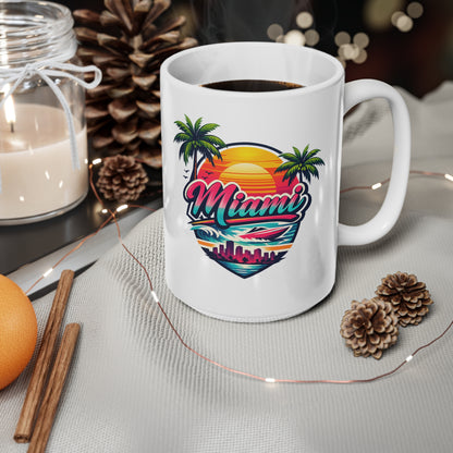 Miami Ceramic Coffee Cups, 11oz, 15oz