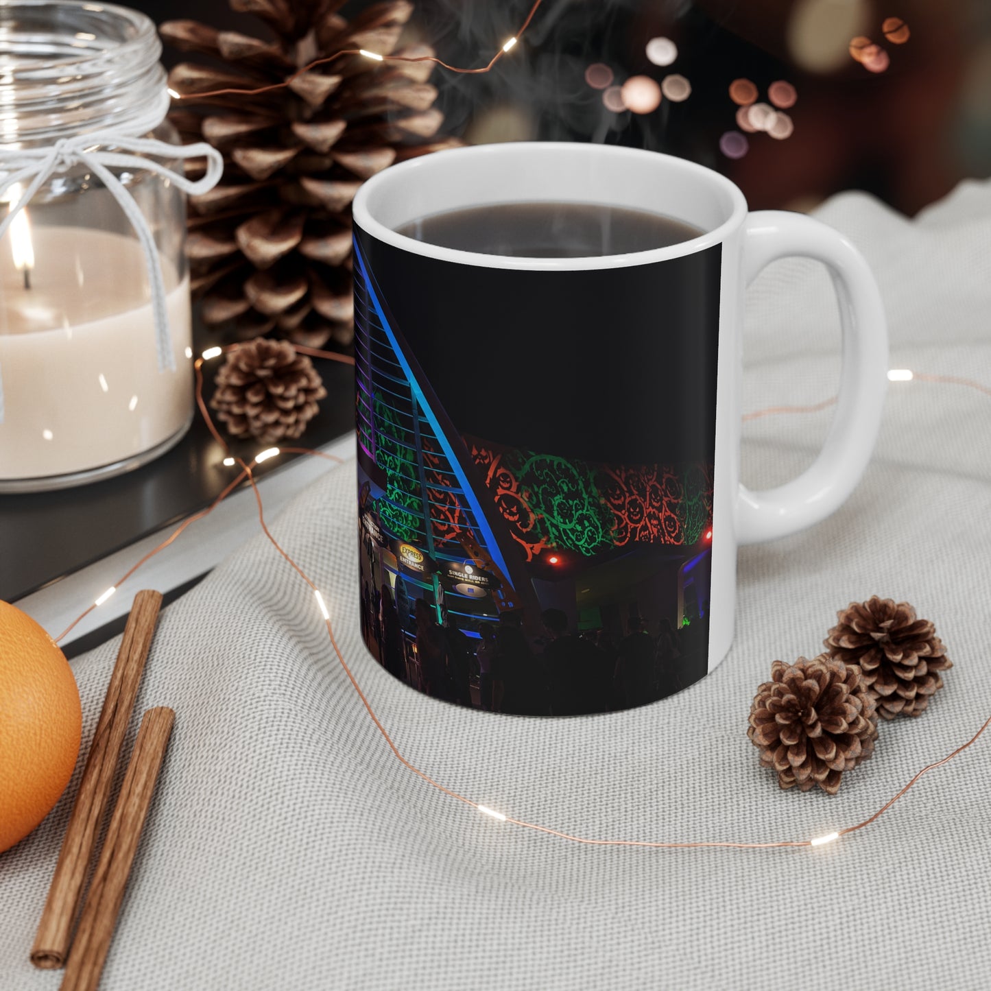 Universal HHN Festival Light Arch Ceramic Mug - Colorful Night Market Coffee Cup (11oz, 15oz)