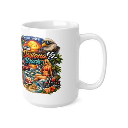 Daytona Beach Vintage Motorcycle & Surf Ceramic Coffee Mug — 11oz/15oz