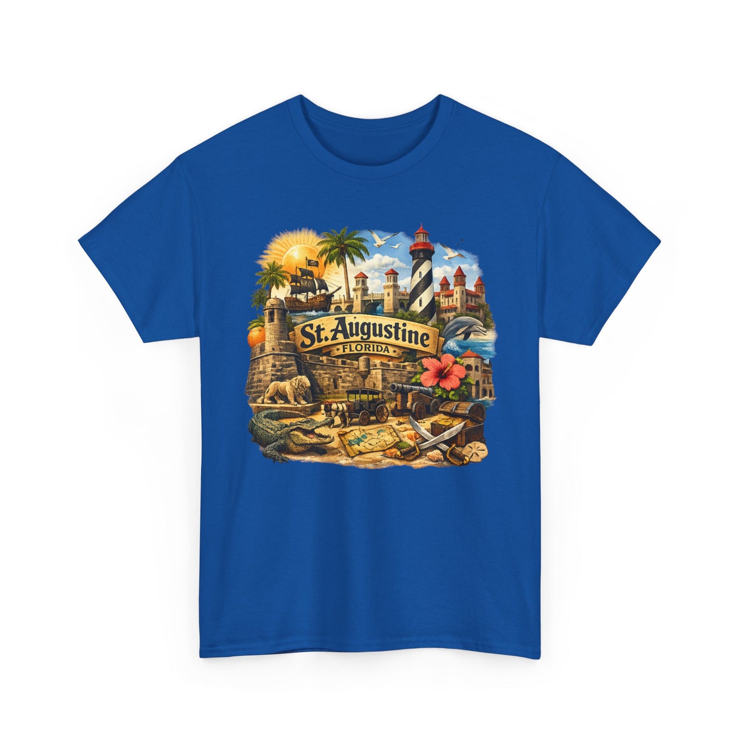 St. Augustine Florida Vintage Travel Tee — Retro Beach & Lighthouse Souvenir T-Shirt