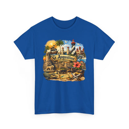St. Augustine Florida Vintage Travel Tee — Retro Beach & Lighthouse Souvenir T-Shirt