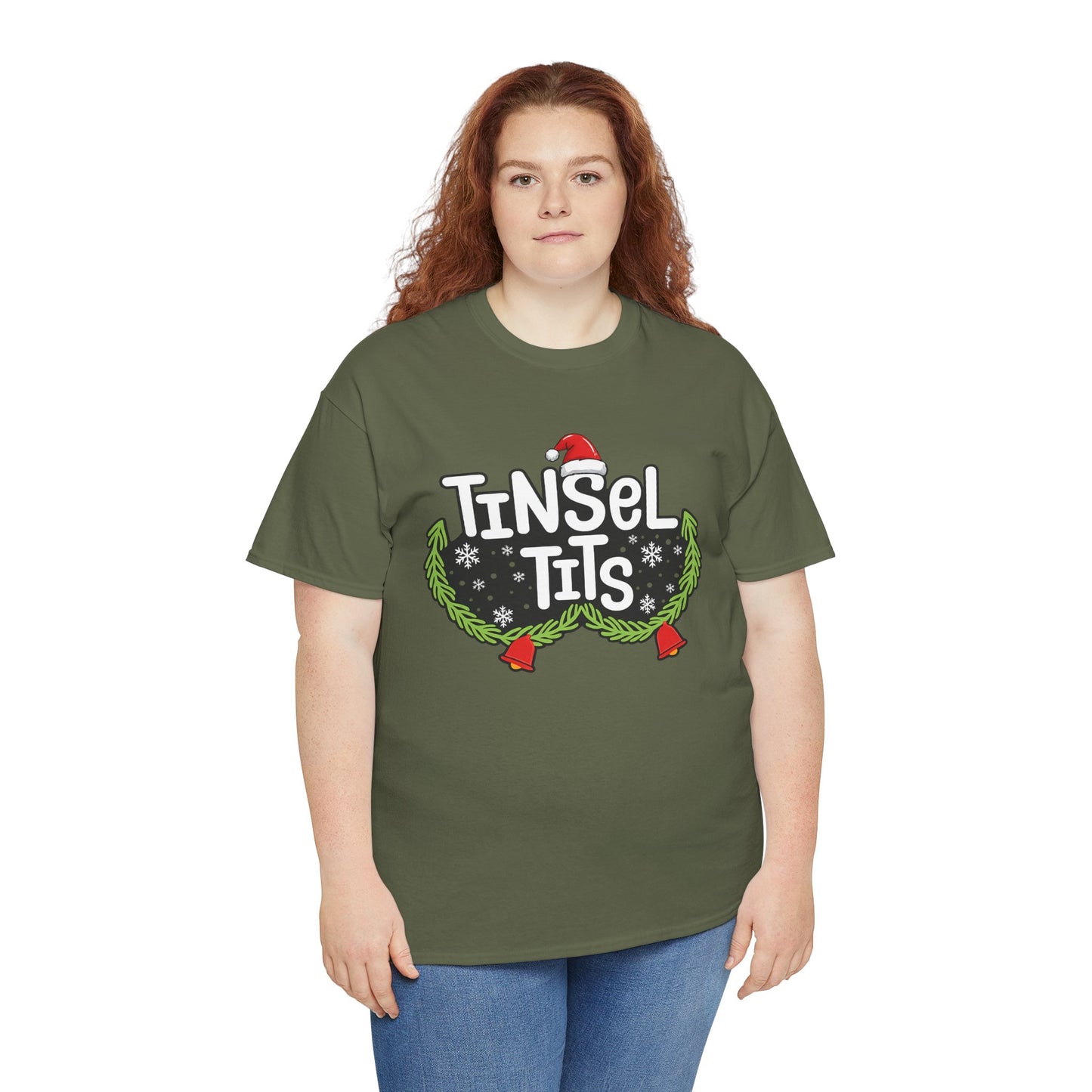 T-Shirt — "Tinsel Tits" Funny Christmas Wreath Holiday Tee