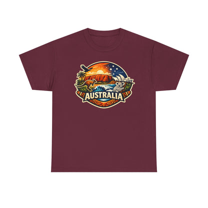 Australia Sunset Vintage Tee — Kangaroo & Surf Badge