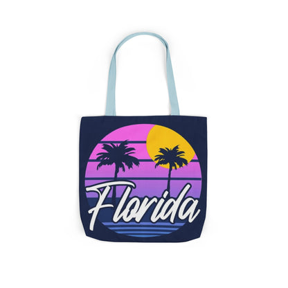 Florida Sunset Palm Tote Bag — Retro Beach Canvas Tote