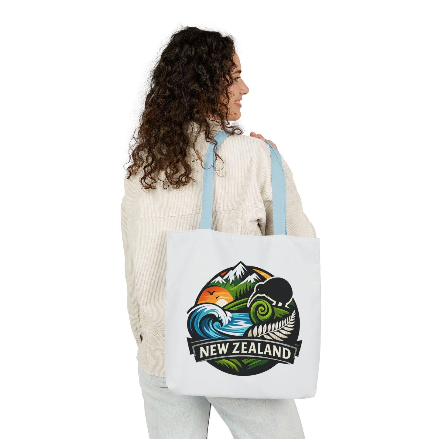 New Zealand Scenic Tote Bag — Kiwi, Mountains & Waves Canvas Tote