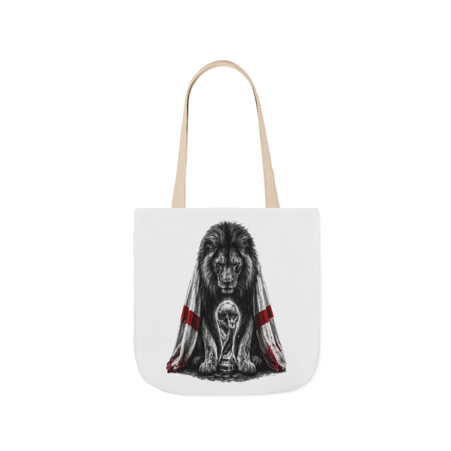 England Lion Guardian Canvas Tote — Protective Lion & Cub Illustration Tote Bag