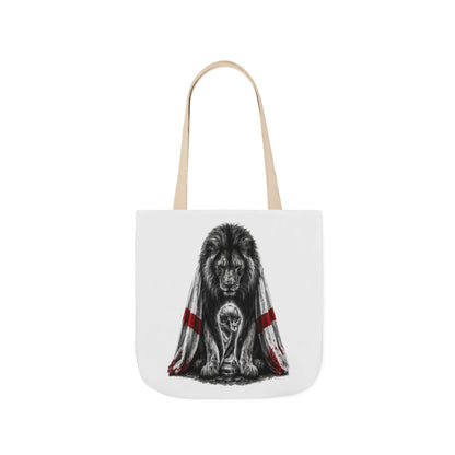 England Lion Guardian Canvas Tote — Protective Lion & Cub Illustration Tote Bag