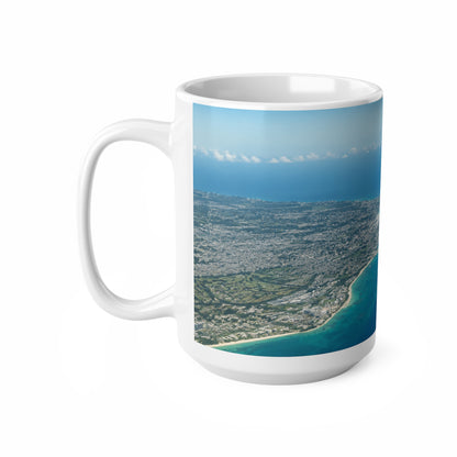 Barbados Aerial Photo Mug — Scenic Ocean & Shoreline Ceramic Coffee Cup (11oz/15oz)