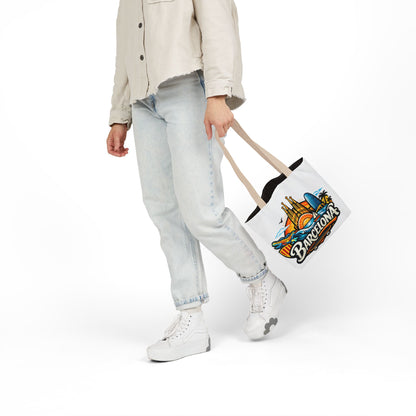 Barcelona Skyline Canvas Tote Bag — Colorful Travel Souvenir Tote