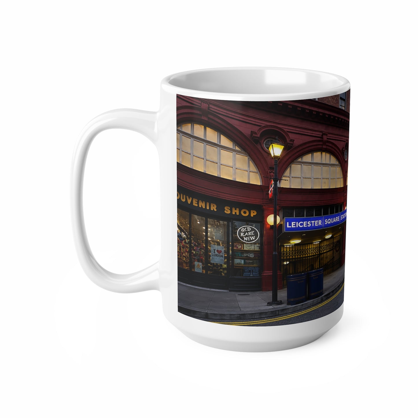 Leicester Square Station Ceramic Coffee Mug — London Underground Souvenir (11oz & 15oz)