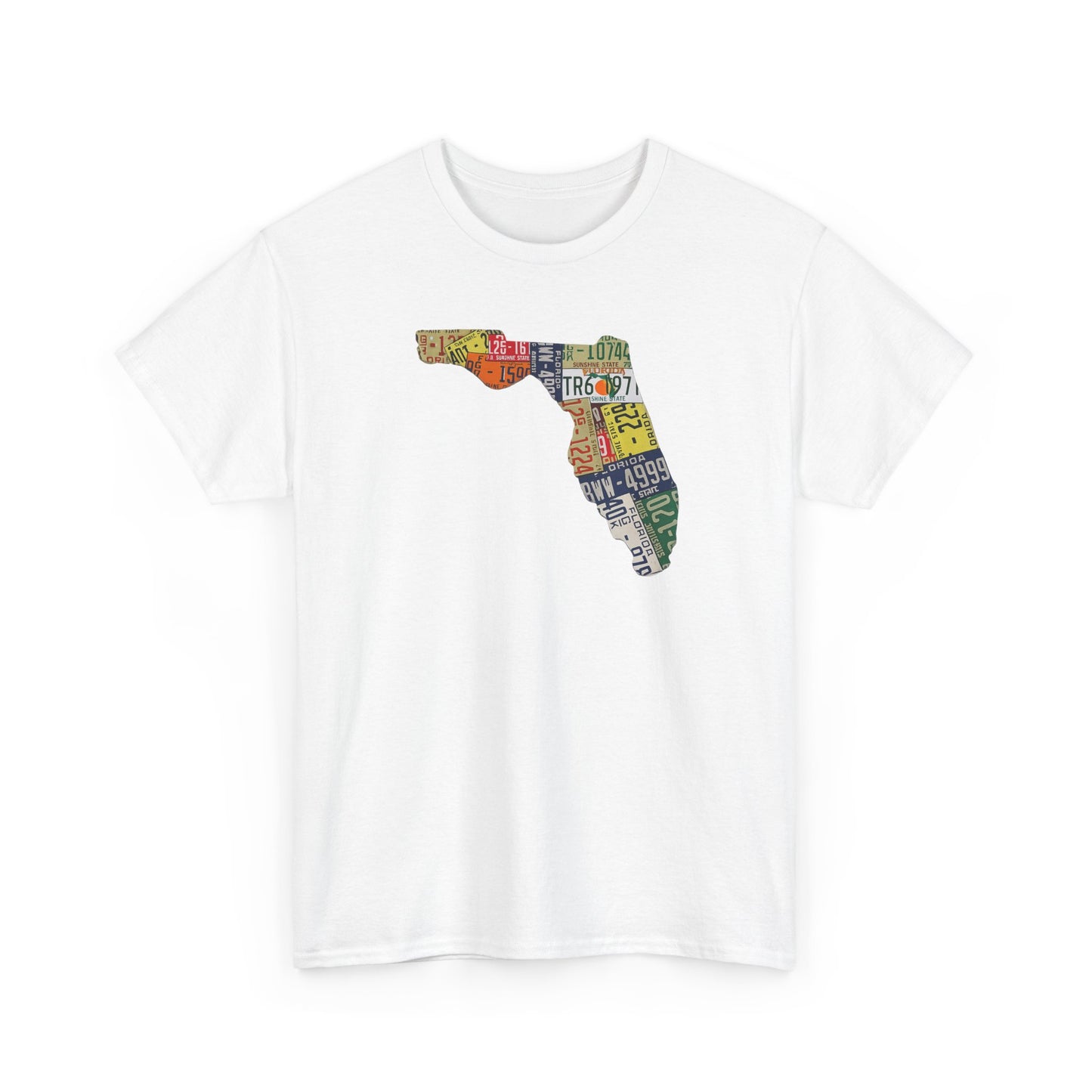 Florida License Plate Map T-Shirt — Vintage State Silhouette Tee