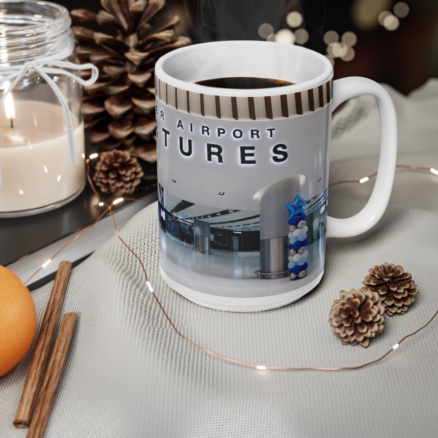 Manchester Airport Departures Terminal 2 Ceramic Coffee Cup (11oz & 15oz)