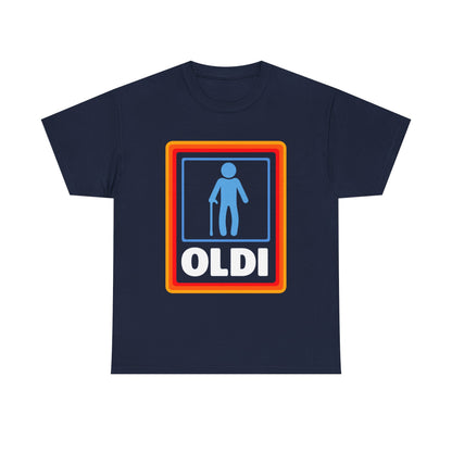 Oldi Retro Logo Tee — Funny Elderly Humour T-Shirt