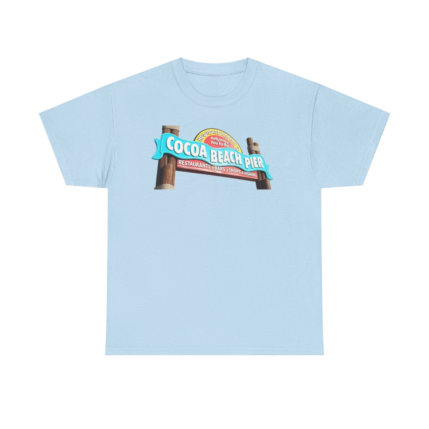 Cocoa Beach Pier T‑Shirt — Retro Beach Sign Vacation Tee