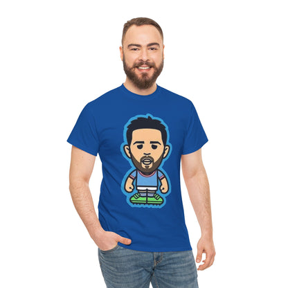 Bernardo Silva Manchester City Legend Graphic Tee — Player Cartoon Front & Tribute Poster Back