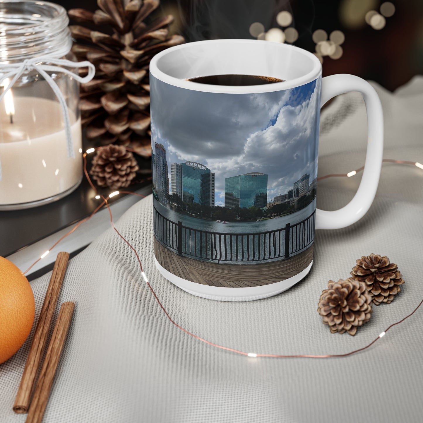 Orlando Lake Eola Waterfront Photo Mug – Scenic Lakefront Skyline Coffee Cup (11oz & 15oz)