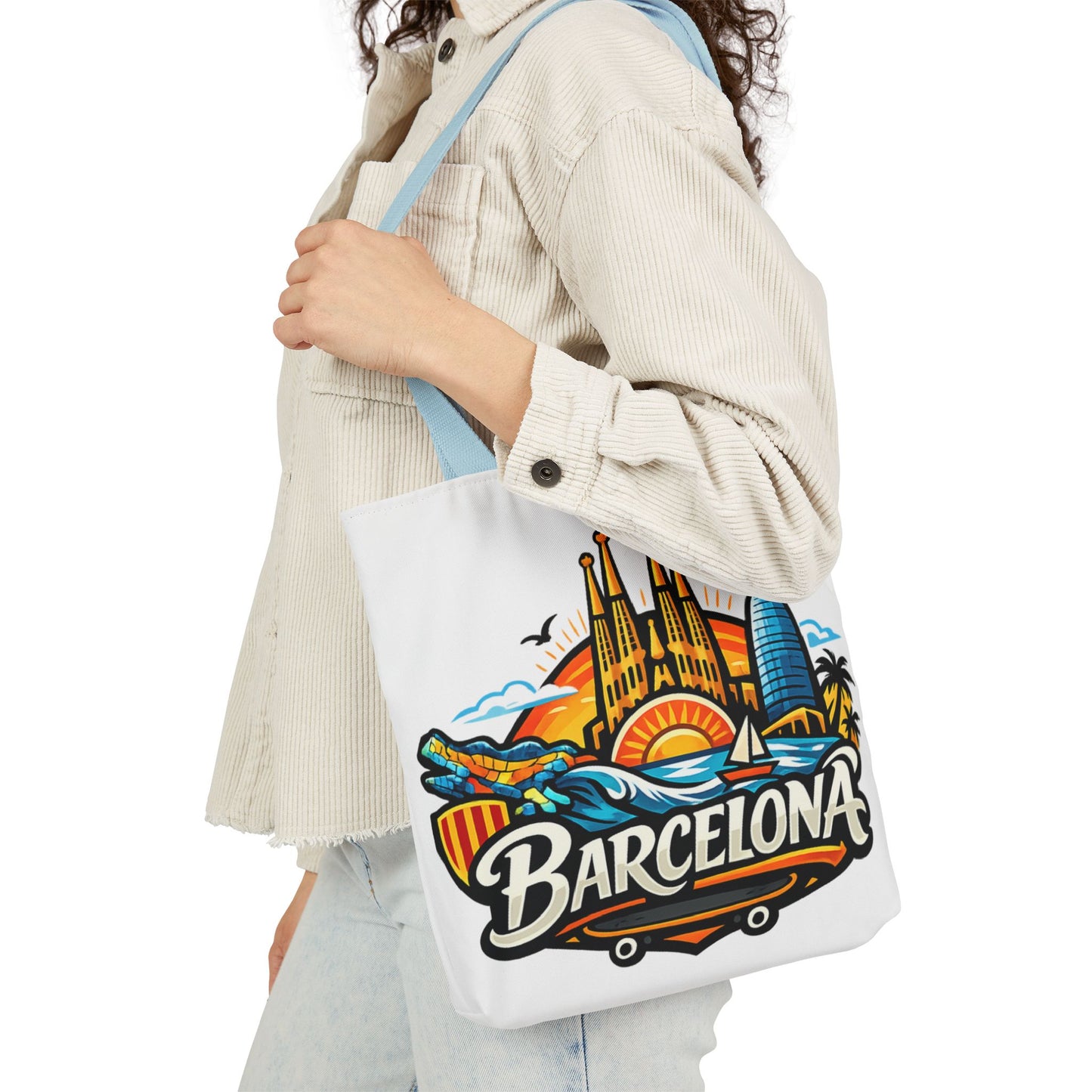 Barcelona Skyline Canvas Tote Bag — Colorful Travel Souvenir Tote