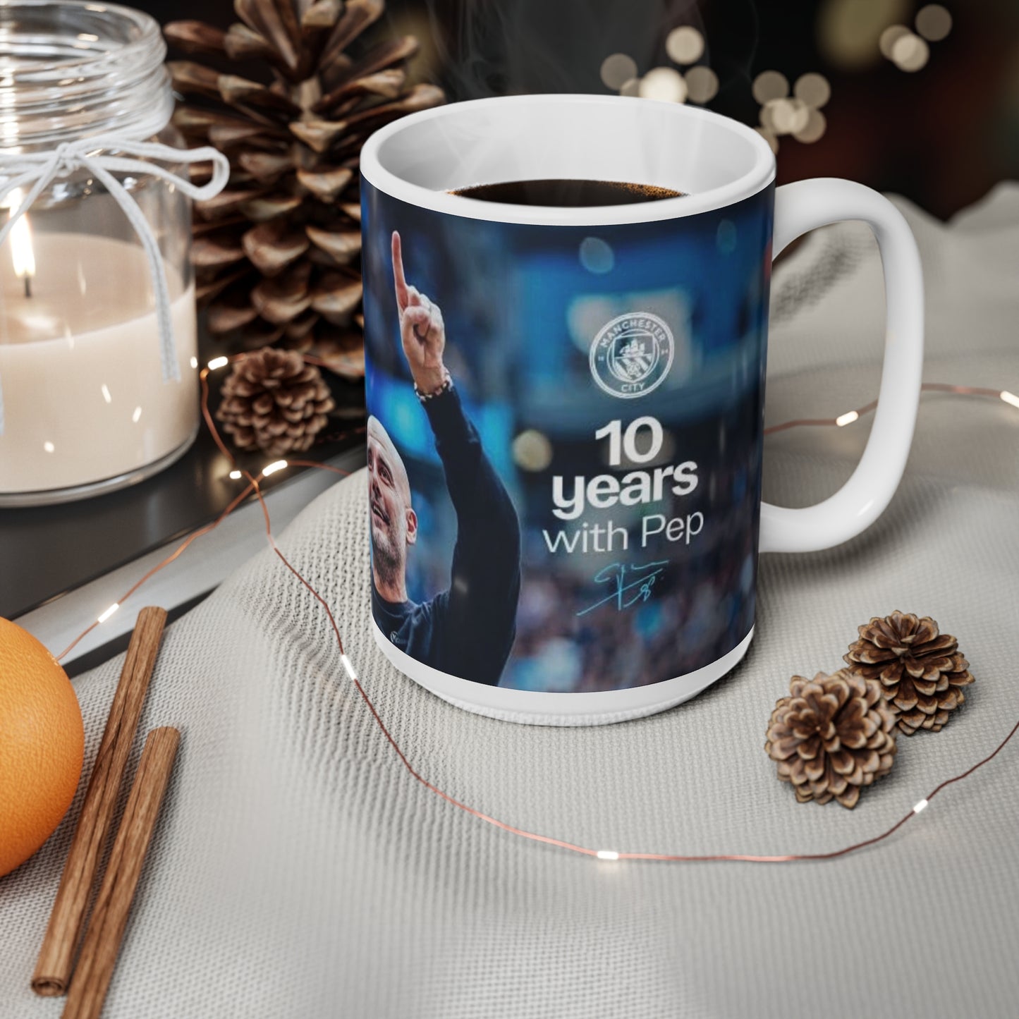 10 years with Pep Ceramic Coffee Mug — Inspirational Coach Celebration Design