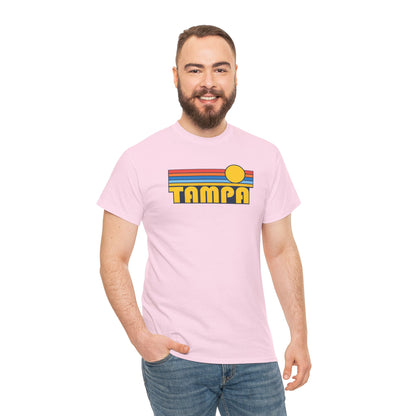 Tampa Retro Sunset T-Shirt — Vintage 70s Striped Beach Tee
