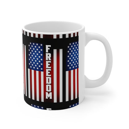 USA Freedom Flag Ceramic Mug — Patriotic USA Coffee Cup (11oz & 15oz)