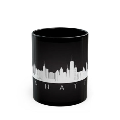 Manhattan Skyline Black Mug — Cityscape Coffee Cup (11oz & 15oz)