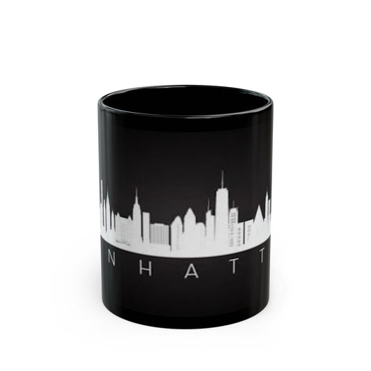 Manhattan Skyline Black Mug — Cityscape Coffee Cup (11oz & 15oz)