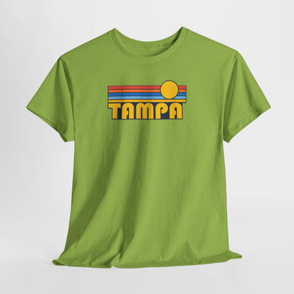 Tampa Retro Sunset T-Shirt — Vintage 70s Striped Beach Tee