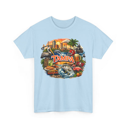 Tampa Florida Retro Scenic Tee — Vintage Beach, Skyline & Wildlife Graphic
