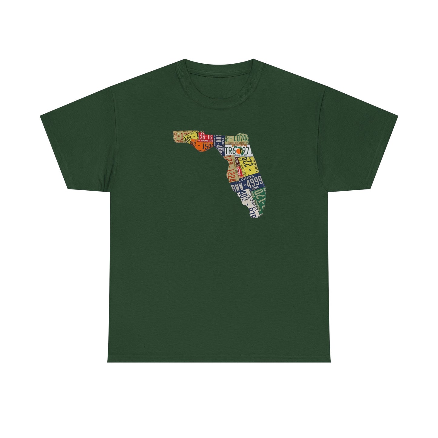 Florida License Plate Map T-Shirt — Vintage State Silhouette Tee