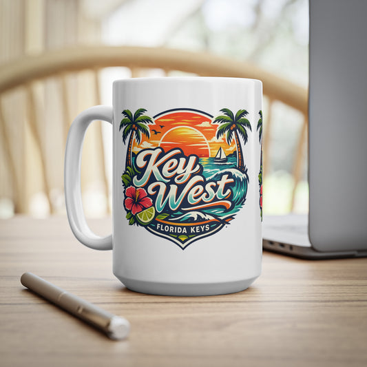 Key West Florida Keys Ceramic Coffee Cups, 11oz, 15oz