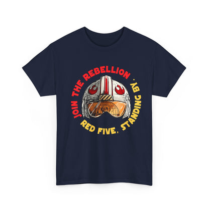 Rebel Pilot T-Shirt — "Join the Rebellion, Red Five" Vintage Helmet Design