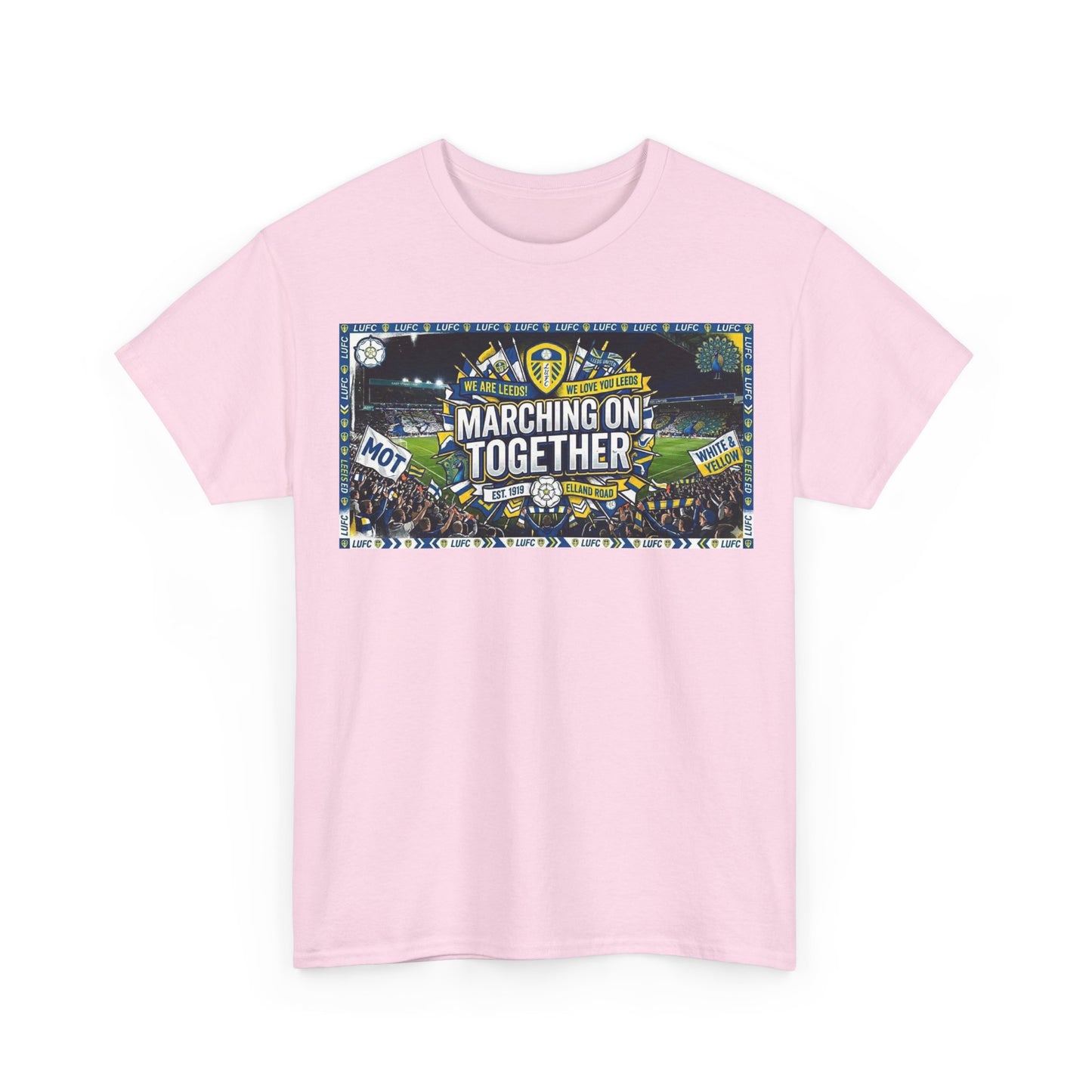 Leeds United T-Shirt — "Marching On Together" Fan Tee (Soccer Supporter Graphic)