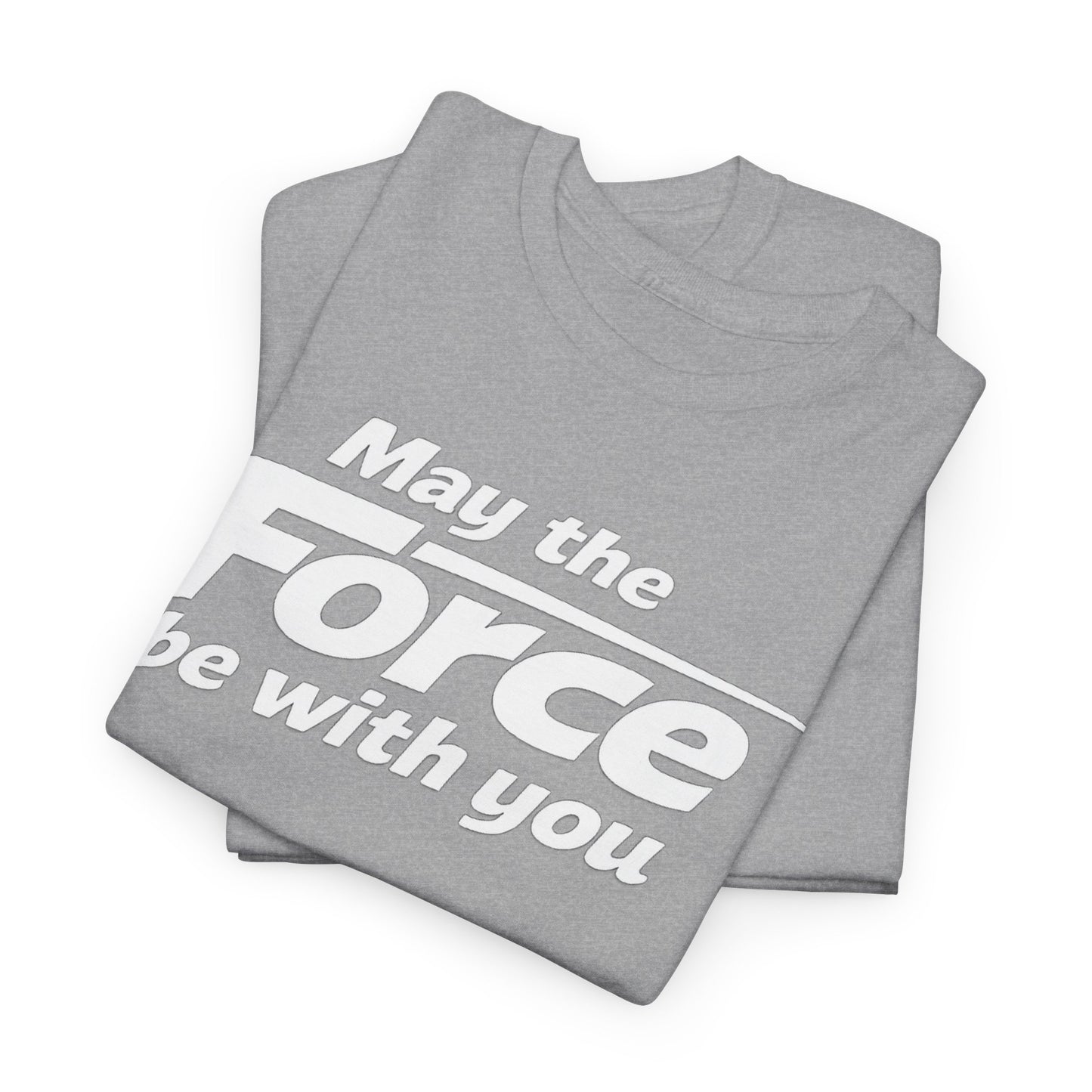 "May the Force Be With You" Retro Embossed Graphic T‑Shirt —